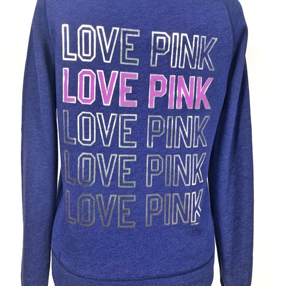 PINK Victoria's Secret Blue Sweatshirt V-Neck S - Picture 5 of 7